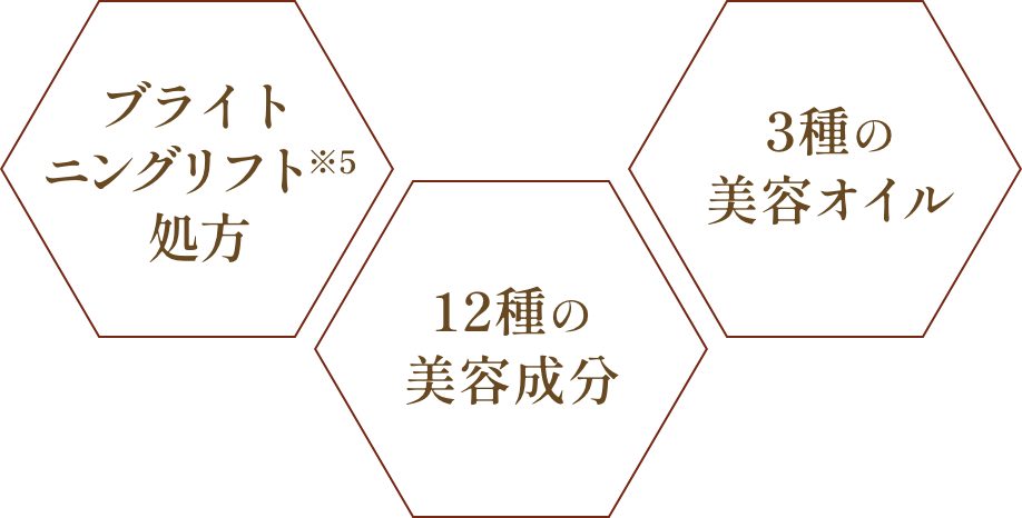 ブライトニングリフト処方・12種の美容成分・3種の美容オイル