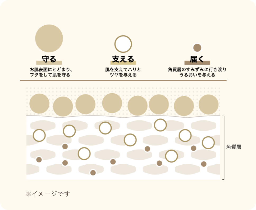 大・中・小のコラーゲンのイメージ図